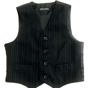 Black and White Pinstriped Vest with V-Neck